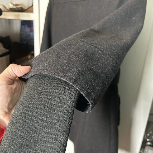 Women's Small Freedom 2 Be Mid-Length Solid Charcoal Gray Pocket Pea Coat - Picture 5 of 8